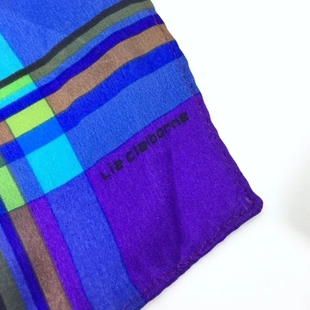 VINTAGE Head Scarves 100% Silk Plaid Retro Stripes Kitsch Rockabilly 50s Style